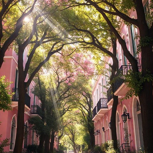 Historic Charleston streets and colorful homes